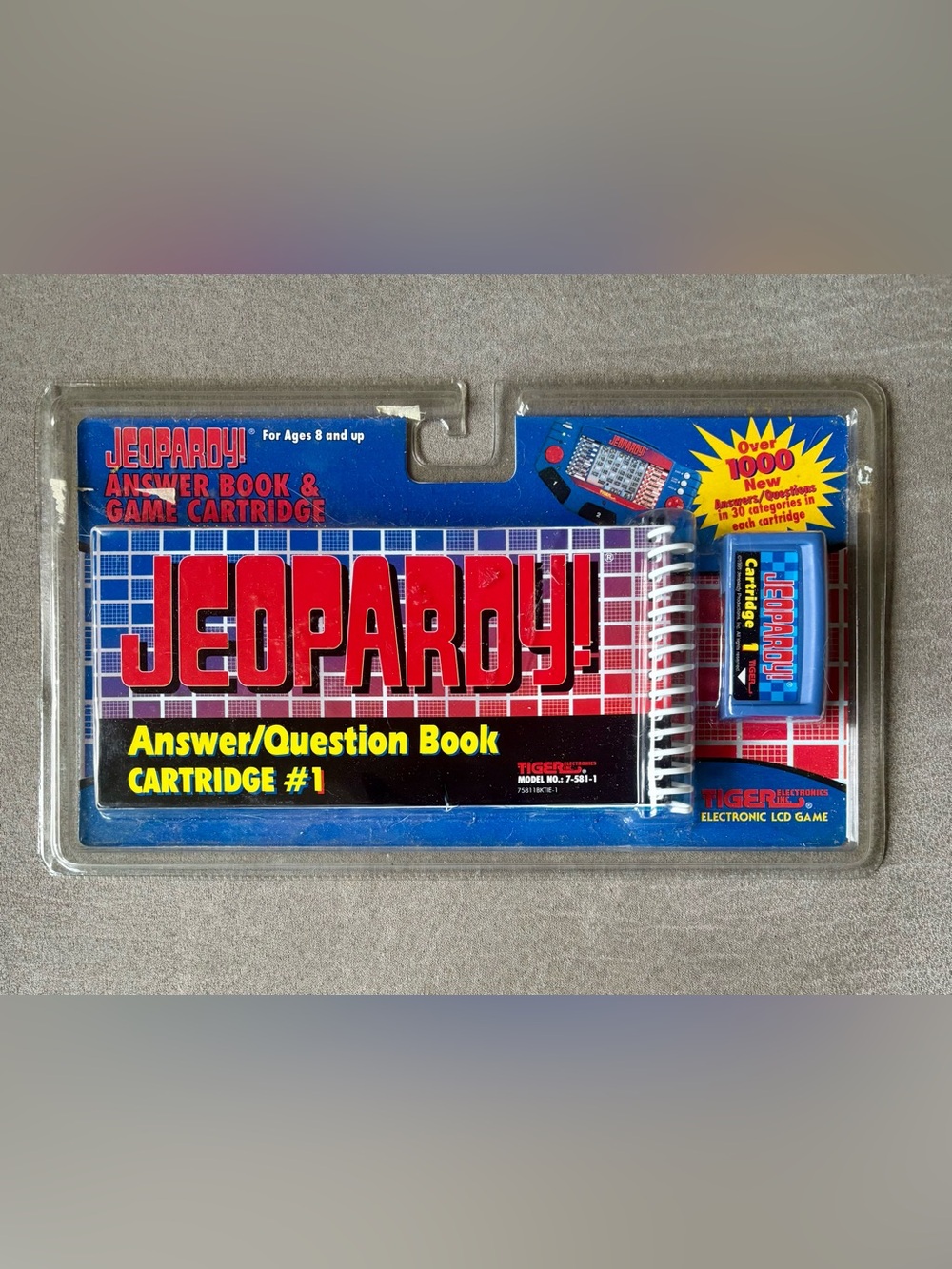 Jeopardy Tiger Electronic Handheld Game Cartridge W/ Book Vintage 1995 NOS